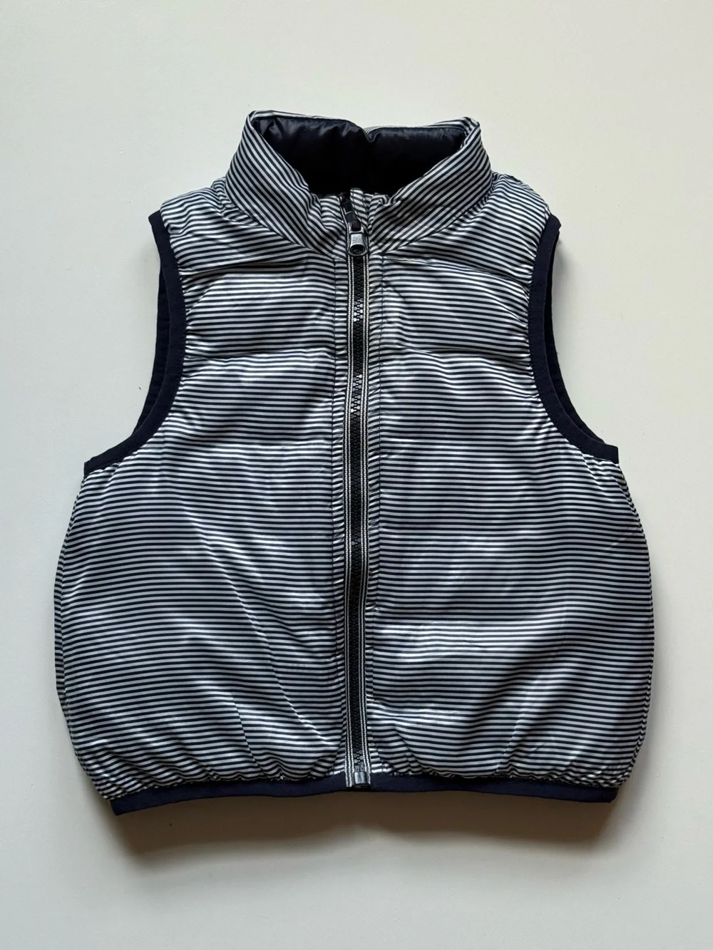Petit Bateau Baby Unisex Reversible Quilted Puffer Vest - Navy & White - 18M